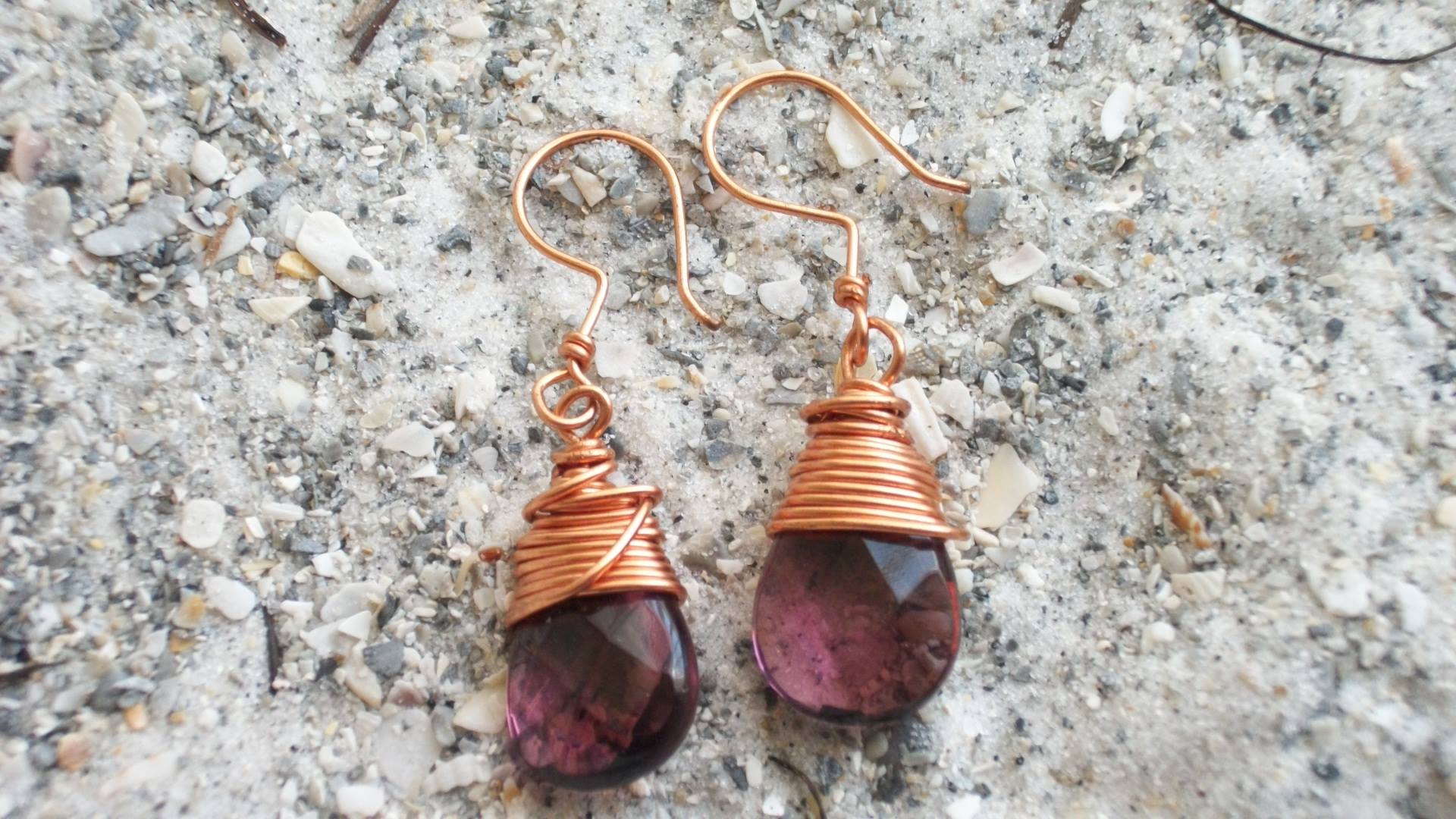 grape copper earrings