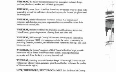 Hillsborough County Proclaims April 18th "Maker Day"